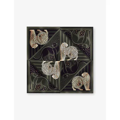 Cartier Womens Green Panthère Illusion Printed Silk-twill Scarf In Black