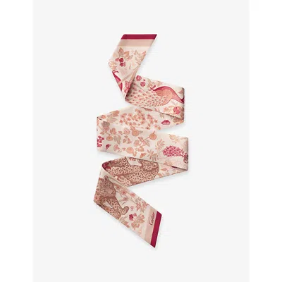 Cartier Womens  Blooming Panthère Bandeau Printed Silk-twill Scarf In Pink