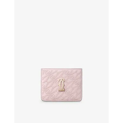 Cartier Womens C De  Logo-embellished Leather Card Holder In Pink