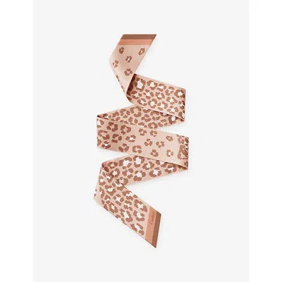 Cartier Womens  Panthère Reflected Double-side 90 Silk-twill Scarf In Pink