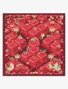 Cartier Womens Red Jewellery Boxes Graphic-print Silk-twill Scarf In Red