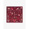 Cartier Womens Red Precious Address Silk-twill Scarf In Red