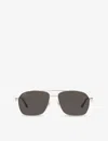 Cartier Womens Silver Ct0306s Aviator-frame Metal Sunglasses In Silver