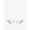 Cartier Womens  Ct0448o Cat-eye-frame Metal Optical Glasses