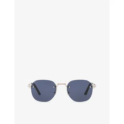 Cartier Womens Ct0459s Square-frame Metal Sunglasses Silver