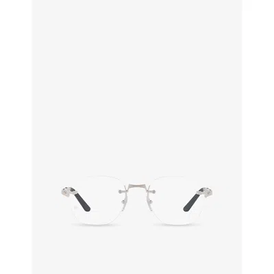 Cartier Womens Ct0478o Rectangle-frame Metal Optical Glasses Silver