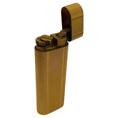 Pre-owned Cartier Wonderful Vintage  France Plorgalva 18k Gold Plated Lighter In Brown