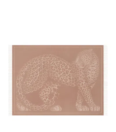 Cartier Wool-cashmere Panthère De  Blanket In Brown