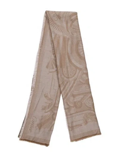 Pre-owned Cartier Wool Graphic Print Scarf In Neutrals