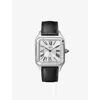 Cartier Wssa0088 Santos De  Large Stainless-steel And Leather Quartz Watch In Metallic