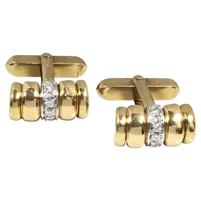 Pre-owned Cartier Yellow Gold And Diamond Cufflinks