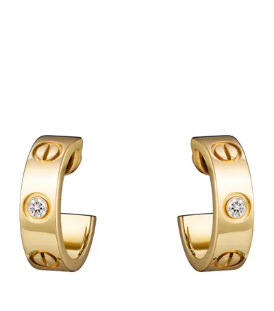Cartier Yellow Gold And Diamond Love Hoop Earrings