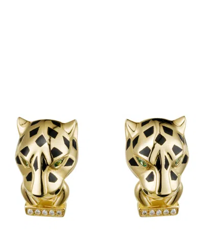 Cartier Yellow Gold And Diamond Panthère De  Earrings