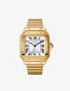 Cartier Womens Yellow Gold Crwgsa0043 Santos Medium Model 18ct Yellow-gold And Sapphire Watch In Yellow Gold