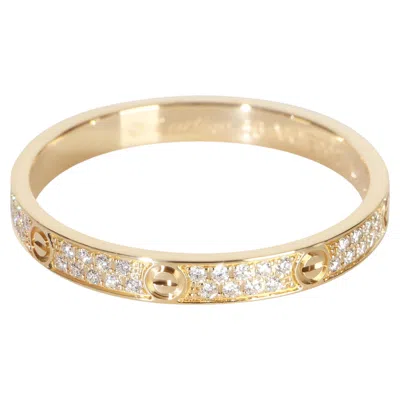 Pre-owned Cartier Yellow Gold Diamond Mini Model Love Ring