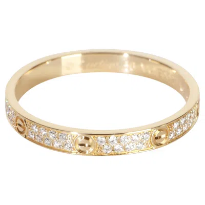 Pre-owned Cartier Yellow Gold Diamond Mini Model Love Ring