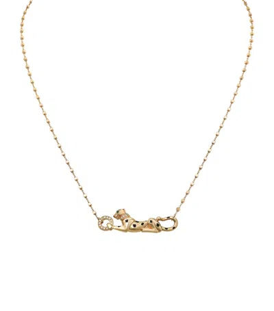 Cartier Yellow Gold, Diamond, Tsavorite And Black Lacquer Panthère De  Necklace