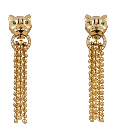 Cartier Yellow Gold, Diamond, Tsavorite And Onyx Panthère De  Earrings