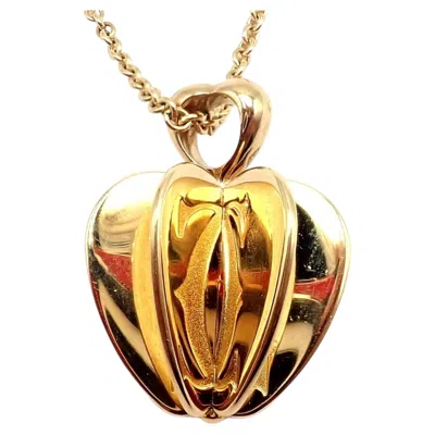 Pre-owned Cartier Yellow Gold Double C 3d Apple Pendant Chain Necklace