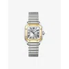 Cartier Yellow Gold Santos De  Small Model 18ct Yellow-gold And Steel Quartz Watch In Gray