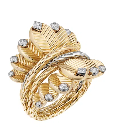 Cartier Yellow Gold, White Gold And Diamond Grain De Café Ring In Gray