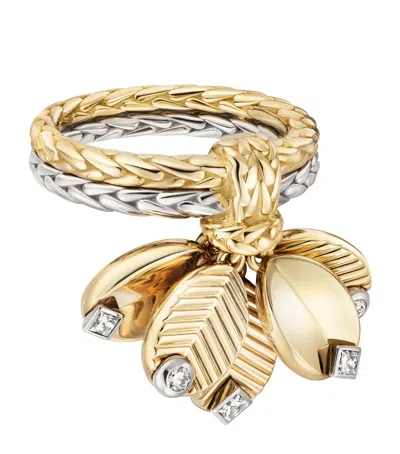 Cartier Yellow Gold, White Gold And Diamond Grain De Café Ring In Gray