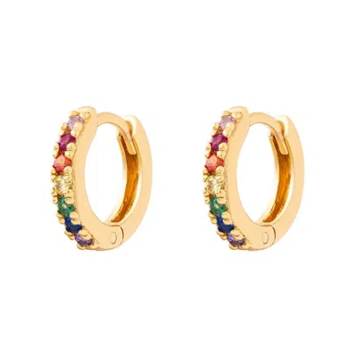 Cartilage Cartel Women's Adorned Huggies Rainbow Gold In Yellow