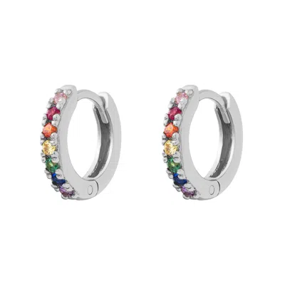 Cartilage Cartel Women's Adorned Huggies Rainbow Silver In Gray