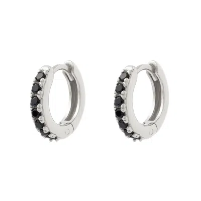 Cartilage Cartel Women's Black / Silver Adorned Huggies Silver & Black In Multi