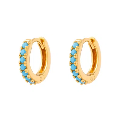 Cartilage Cartel Women's Blue / Gold Adorned Huggies Gold & Turquoise In Multi