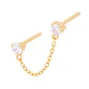 Cartilage Cartel Women's Double Sparkle Chain Stud Gold