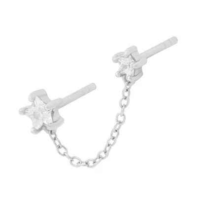 Cartilage Cartel Women's Double Star Chain Stud Silver