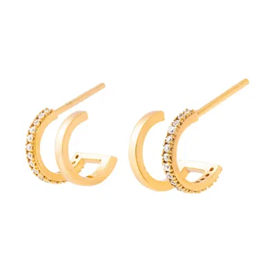 Cartilage Cartel Women's Illusion Double Huggie Stud Earrings Gold