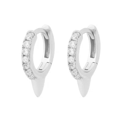 Cartilage Cartel Women's Pavé Bullet Huggies Silver