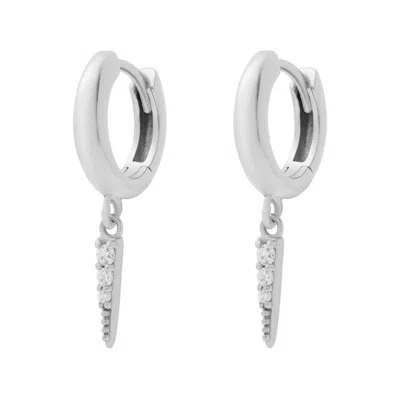 Cartilage Cartel Women's Pave Dagger Huggies Silver
