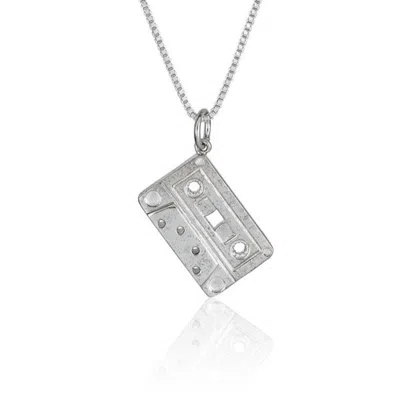 Cartography Men's 80s Love Note - Mixed Tape Cassette Necklace In Sterling Silver