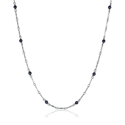 Cartography Men's Black / Blue / Silver Skipping Stones - Black And Grey Mother Of Pearl Beads On Sterling Silve In Multi