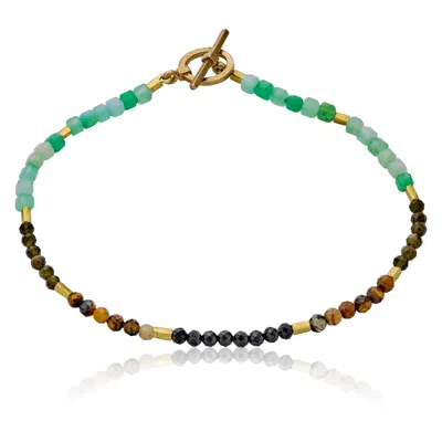 Cartography Men's Black / Gold / Green September - Gemstone Bracelet In Multi