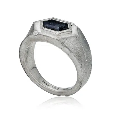 Cartography Men's Black / Grey / Silver Salty - Salt And Pepper Diamond In Sterling Silver Ring In Multi