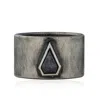 Cartography Men's Black / Grey / Silver True North - Sterling Silver Cigar Ring With Salt And Pepper Diamond