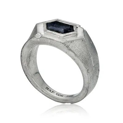 Cartography Men's Black / Silver Salty - Salt And Pepper Diamond Ring In Sterling Silver
