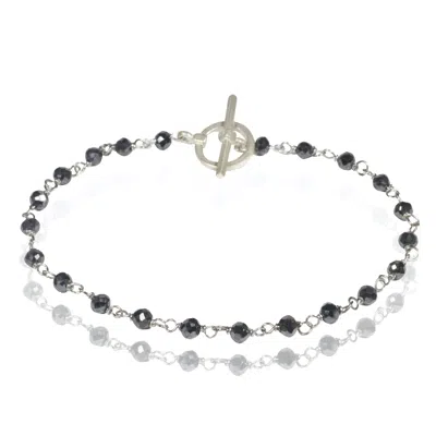 Cartography Men's Black / Silver Wrecking Ball - Black Diamond Bracelet With Sterling Silver Chain