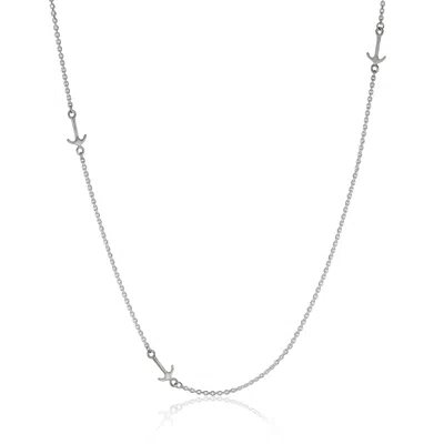 Cartography Men's For David - Triple Anchor Sterling Silver Necklace