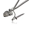 Cartography Men's Fuck Off Dagger In Heart - Anatomical Heart Necklace In Sterling Silver