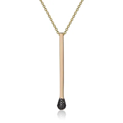 Cartography Men's Gold / Black Mattachine Society - Matchstick Necklace In 14k Solid Gold And Black Diamonds
