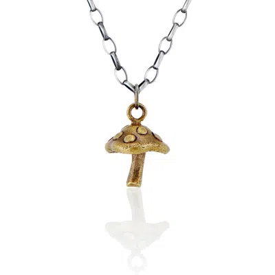 Cartography Men's Gold Grace - Mushroom Necklace In Brass And Sterling Silver