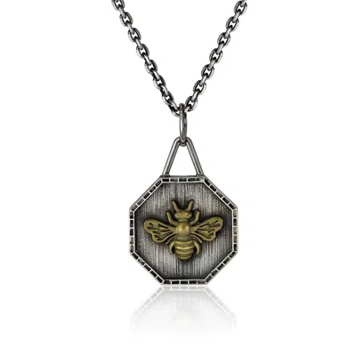 Cartography Men's Gold / Silver Miss - Bee Necklace In Sterling Silver And Brass