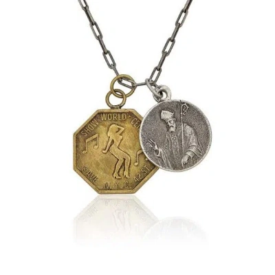 Cartography Men's Gold / Silver Ny Ny: 42nd Street Meets God - Peep Show & St. Nicholas Necklace In Sterling Sil In Multi