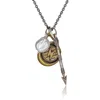 Cartography Men's Gold / Silver / White Lenape With Pearl - Lightening And Arrow Necklace In Sterling Silver And