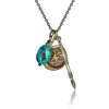 Cartography Men's Gold / White / Silver Lenape With Turquoise - Lightening Bolt And Arrow Necklace In Sterling S